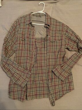 Vintage Columbia PFG Men's Plaid Button-Up Shirt - Red & Green